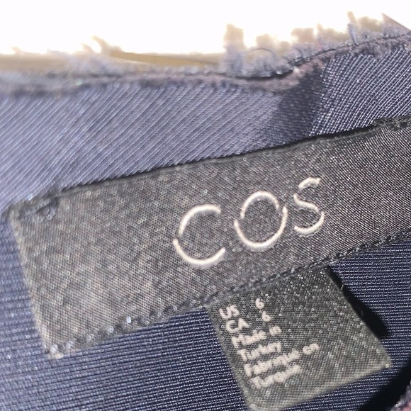 COS Blue Short Sleeve A Line Pleated Flowy Bottom Drop Waist Dress Sz 6 Full Zip - Picture 8 of 14